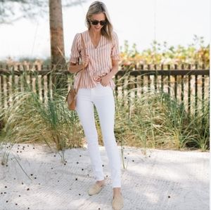 Draper James White Mid Rise Skinny Denim Jeans